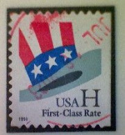 United States, Scott #3268, Used(o),1998, Uncle Sam Hat, (33¢), Black, Red, White, And Blue - Used Stamps