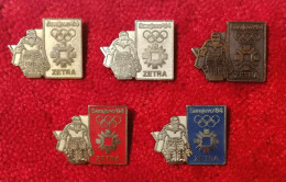 OLYMPIC GAMES +SARAJEVO `84+ZETRA+ICE HOCKEY+VINTAGE +RARE+COMPLET LOT+5PCS+BADGE - Olympic Games