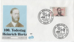 Germany Deutschland 1994 FDC 100. Todestag Von Heinrich Hertz, German Physicist Physiker, Canceled In Berlin - 1991-2000