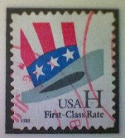 United States, Scott #3268, Used(o),1998, Uncle Sam Hat, (33¢), Black, Red, White, And Blue - Used Stamps