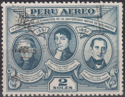 1951 Peru AEREO ° Mi:PE 511, Sn:PE C113, Yt:PE PA102, Founders Of San Marcos University - Pérou