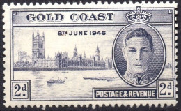 GOLD COAST/1946/MH/SC#128a/PEACE ISSUE / KING GEORGE VI / KGVI / PARLIAMENT BUILDING LONDON/ 2p PERF 13 1/2x14 - Gold Coast (...-1957)