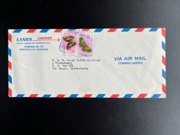 NICARAGUA AIR MAIL LETTER MANAGUA TO THE HAGUE BUTTERFLIES - Nicaragua