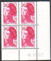 France 2486 Liberté 3f 70 Violet Coin Daté 6.10.87 MNH ** SC ( A30 153) - 1980-1989