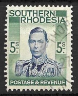 SOUTHERN RHODESIA..KING GEORGE VI..(1936-52.)......5/-.......SG52.....VFU.. - Southern Rhodesia (...-1964)