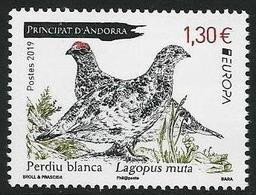 ANDORRA FRANCESA /ANDORRE FRANÇAIS  -EUROPA 2019 -NATIONAL BIRDS.-"AVES -BIRDS -VÖGEL-OISEAUX"-  SERIE 1 TIMBRE - 2019