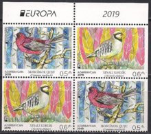 AZERBAIJAN /AZERBAYCAN /ASERBAIDSCHAN  -EUROPA 2019- NATIONAL BIRDS.-"AVES- BIRDS -VÖGEL- OISEAUX"- 1/2 H.B. Del CARNET - 2019