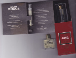 Lot De 3 Miniature Vintage Parfum  - Guerlain - EDC - Habit Rouge Homme - Pleine Sans Boite 2ml Et 4ml + Vaporisateur - Miniaturen Flesjes Heer (met Doos)