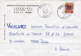 Sénégal -1985 -Lettre De PIKINE  Pour  PARIS -75 (France)..timbre Blason Seul  Sur Lettre-- Beaux Cachets --SENELEC - Sénégal (1960-...)