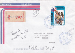 Sénégal-1989- Lettre Recommand DAKAR Pour CHATOU-78 (France)-Beau Timbre Seul Sur Lettre-beaux Cachets DAKAR-PHILATELIE - Sénégal (1960-...)