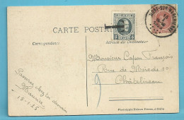 192 Op Kaart Stempel MONT-SUR-MARCHIENNE ,getaxeerd (taxe) 193 Voorzien Van 'T' Met Stempel - Lettres & Documents