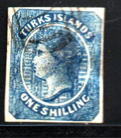 Timbre TURKS ET CAÏQUES - YT N ° 3 Année 1872 - Oblitéré - Côte: 100€ - Turks & Caicos