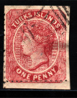 Timbre TURKS ET CAÏQUES - YT N ° 1 Année 1872 - Oblitéré - Côte: 80€ - Turks & Caicos