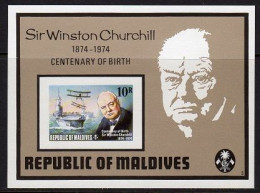 Maldives 1974, WWII, Churchill, Ship, BF IMPERFORATED - Sir Winston Churchill