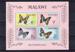 Malawi 1966, Butterflies, 4va In Block - Malawi (1964-...)