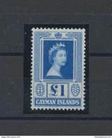 1953-62 CAYMAN ISLANDS - Elisabetta II - SG 161a - 1 Sterlina Blu - MNH** - Sonstige & Ohne Zuordnung