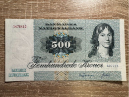 Denmark，500 Kroner 1972 First Prefix A0 ,  AUNC Condition Only Soft Central Fold，pick 52a ，rare Note - Denemarken