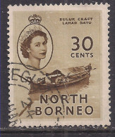 North Borneo 1954 QE2 30c Suluk Craft Used SG 381 ( K1322 ) - Nordborneo (...-1963)