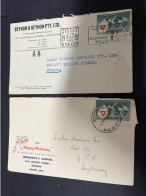 20-2-2024 (4 X 44) Australia Cover X 2 - 1950's (with Slogan Advertising) - Cartas & Documentos