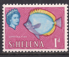 St Helena 1961 QE2 1d Helena Butterfly Fish MM SG 176a Chalk ( A612 ) - St. Helena