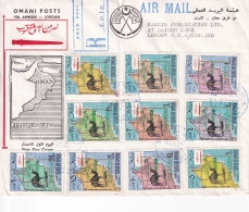 STATE OF OMAN  1969 CAMEL OVERPRNT SET FDC COVER TO UK VIA JORDAN. - Oman