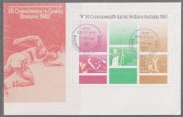 Australia 1982 Commonwealth Games Mini Sheet  First Day Cover - Brisbane Cancellation - Briefe U. Dokumente