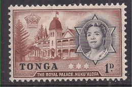 Tonga 1953 QE2 1d Royal Palace MM SG 101 ( E1167 ) - Tonga (...-1970)