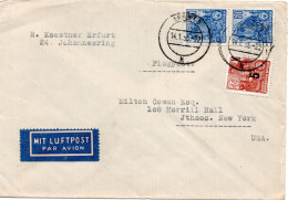 75071 - DDR - 1955 - 2@60Pfg Fuenfjahrplan MiF A LpBf ERFURT -> Ithaca, NY (USA) - Lettres & Documents