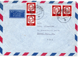 75087 - Bund - 1965 - 4@20Pfg Bach (incl Waag Paar) A LpBf MUENCHEN  -> Drexel Hill, PA (USA) - Storia Postale