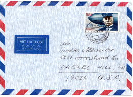 75090 - Bund - 1992 - 165Pfg Zeppelin EF A LpBf BRUCKMUEHL  -> Drexel Hill, PA (USA) - Lettres & Documents