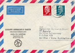 75091 - DDR - 1970 - 25Pfg Ulbricht MiF A LpBf LEIPZIG  -> Halifax, NS (Canada) - Lettres & Documents