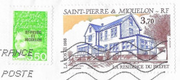 SAINT PIERRE ET MIQUELON LETTRE AVEC TIMBRES LA RESIDENCE DU PREFET, SURCHARGE MARIANNE DE LUQUET, FLAMME LA POSTE 2021 - Briefe U. Dokumente