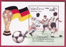 Laos Block 135 Gestempelt, Gewinn Fußballweltmeisterschaft 1990 Deutschland (Nr. 2496) - 1990 – Italien