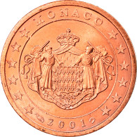 Monaco, 2 Euro Cent, 2001, SPL, Copper Plated Steel, KM:168 - Mónaco