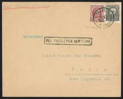 L Affr N°201+214 De BRUXELLES/1925 + Bil Encad PAR AVION Pour Paris - Covers & Documents