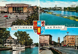 72744019 Muelheim Ruhr Stadthalle Schlossbruecke City Wasserbahnhof Dampfer Wapp - Muelheim A. D. Ruhr