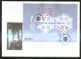 SLOVENIA 2014,YEAR OF  CRYSTALLOGRAPHY,BLOCK,SNOWFLAKE CRYSTAL,FDC - Minerali