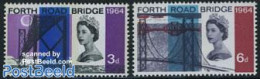 Great Britain 1964 Forth Road Bridge 2v, Phosphor, Mint NH, Transport - Railways - Ships And Boats - Art - Bridges And.. - Ungebraucht