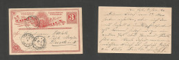 COSTA RICA. 1891 (4 Jan) San Jose - Germany, Dresden (28 Jan) Via N. Orleans. 3c Red Illustrated Stat Card. Fine Used. - Costa Rica