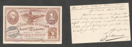 GUATEMALA. 1900 (28 April) GPO - Germany, Braunschweig (18 May) AC Brown Illustr Stat Card + Adtl. All Transited. Fine. - Guatemala