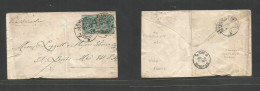 INDIA. 1899 (17 May) Sowdarpet - USA, St. Uis, Miss (11 June) Via Brindisi. Multifkd Env QV At 1a Rate, Cds. 8 Reverse T - Otros & Sin Clasificación