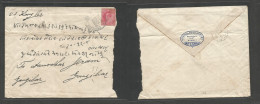 INDIA. 1908 (15 Dec) Bombay Fort - Zanzibar (30 Dec) German Paquebot Bombay Line Cds "SS Kanzler" Fkd Env, Bilingual Add - Otros & Sin Clasificación