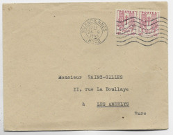 CHAINE 40C PAIRE LETTRE COVER VALENCIENNES 24.8.1945 AU TARIF IMPRIME - 1941-66 Wappen