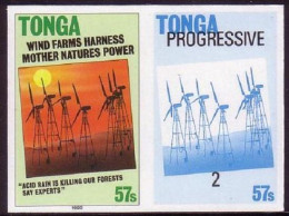 Tonga 1990 -  Imperf Plate Proof Pair - Wind Power - Read Description - Autres & Non Classés