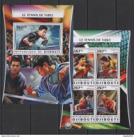 Dj043 2016 Djibouti Sport Table Tennis Ping-Pong World Champions Kb+Bl Mnh - Tischtennis