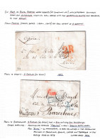 1852 Y 1854. Dos Cartas Con Origen En París Porteadas Con 2 Reales En Rojo Y Azul De Madrid Y Barcelona. Bonitas. - ...-1850 Prephilately