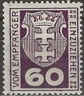DANZIG 1921 Postage Due - 60pf. - Purple MH - Strafport