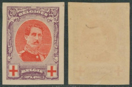 Croix-rouge - N°134 Non Dentelé / Ongetand + Variété : Balafre (V2). Rare ! - 1914-1915 Rotes Kreuz