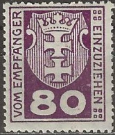 DANZIG 1921 Postage Due - 80pf. - Purple MH - Strafport