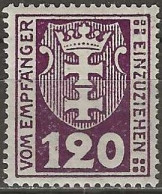 DANZIG 1921 Postage Due - 120pf. - Purple MH - Strafport